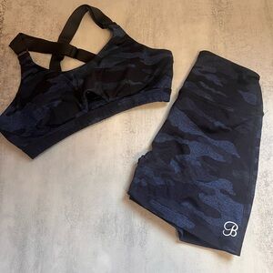 Bombshell Blue camo set (scrunch booty shorts and matching sports bra)